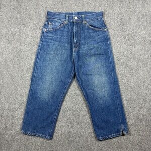 LEVIS 701 Big E Selvedge Denim Jeans Womens Size 28 LVC Rivets Capri 098